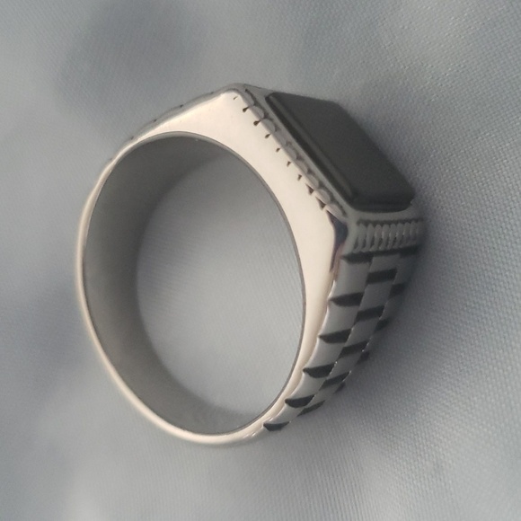 1828- Black Natural Stone Handmade Men's Ring Size 11 NWT - Picture 1 of 7